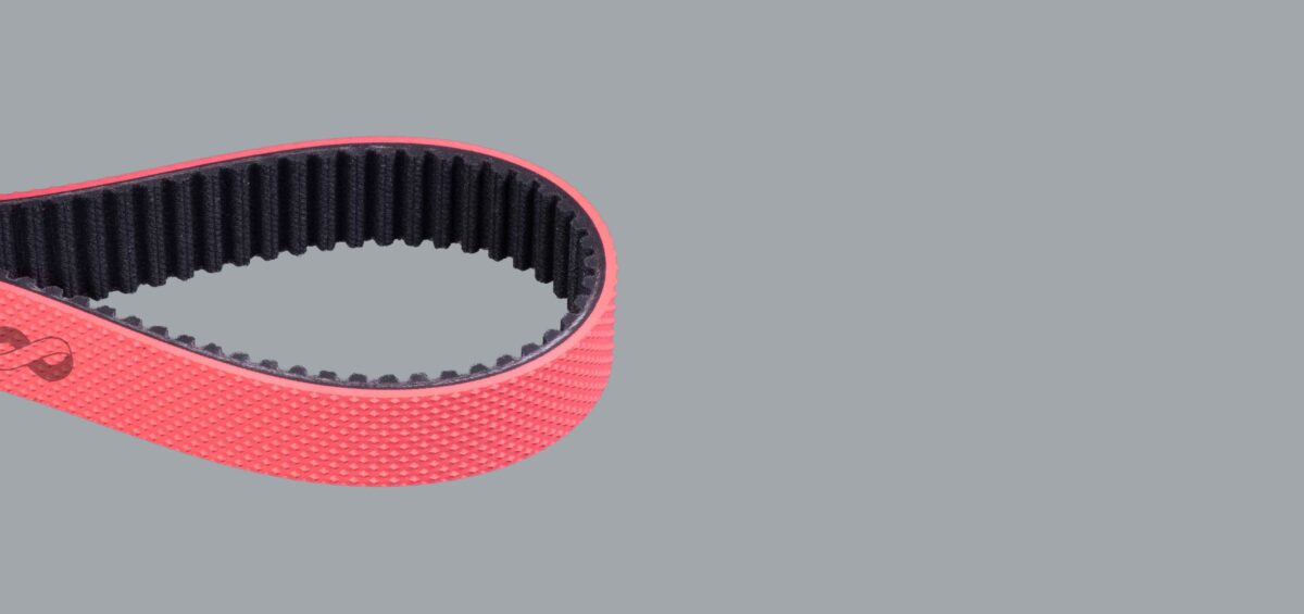 Beschichtung Gummi Kabelzugriemen RPP 5 M mit NK rot 40 Sh A mit Rautenprofil
