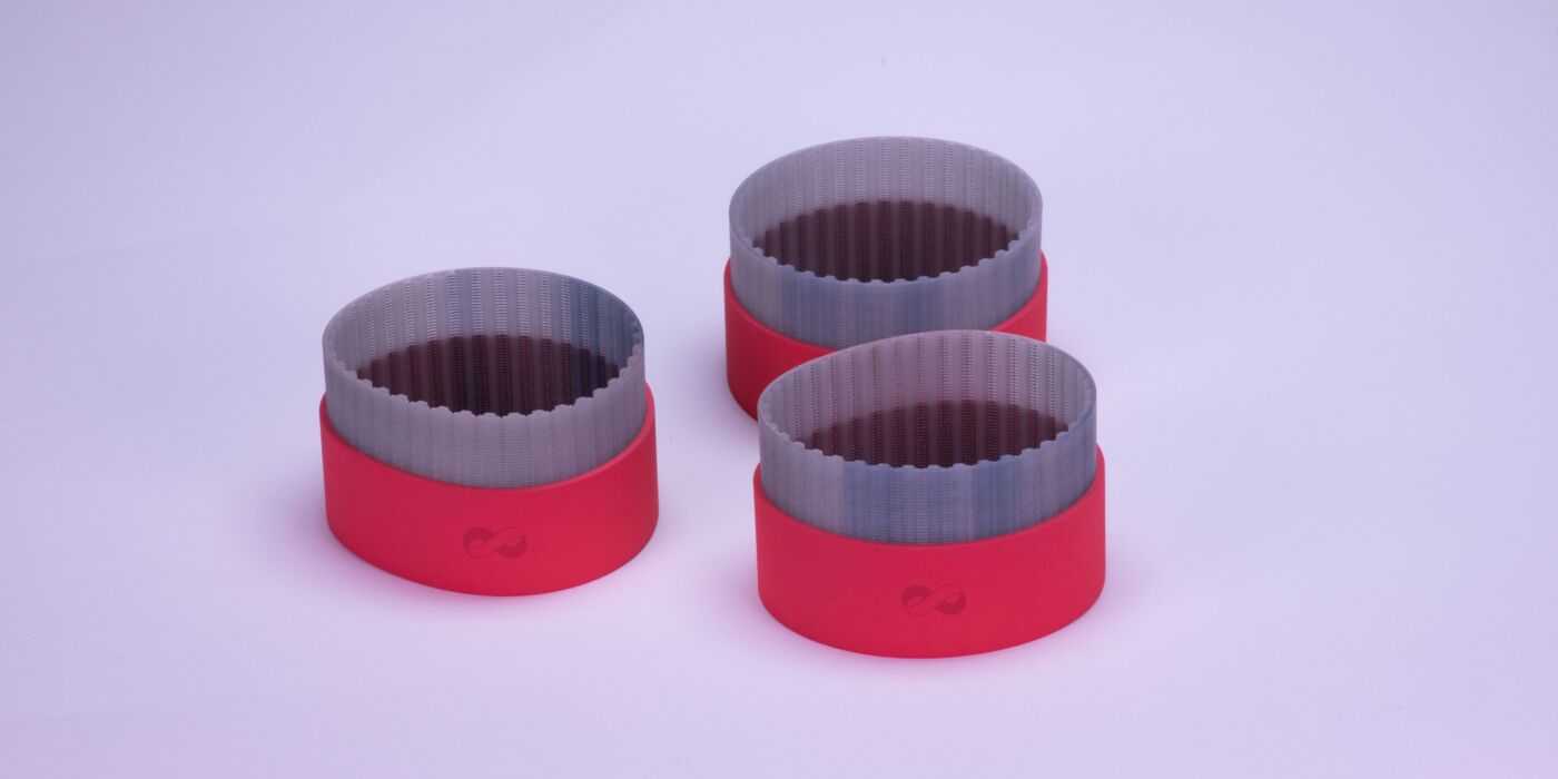 Wire feeder belt T2 5 200 with partial coating NR red 40 ShA