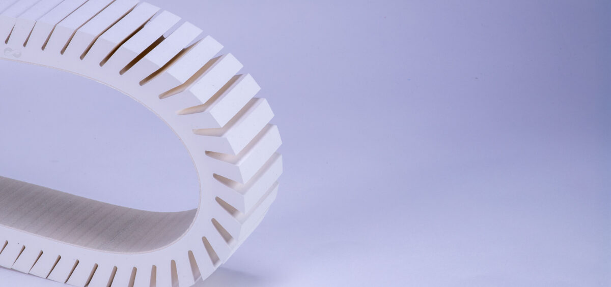 Hevaloid Feeder belt 3D FDA NR white 40 ShA 30° grooves